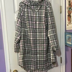 Torrid PinkPlaid Hooded Shirt Dress sz 1
